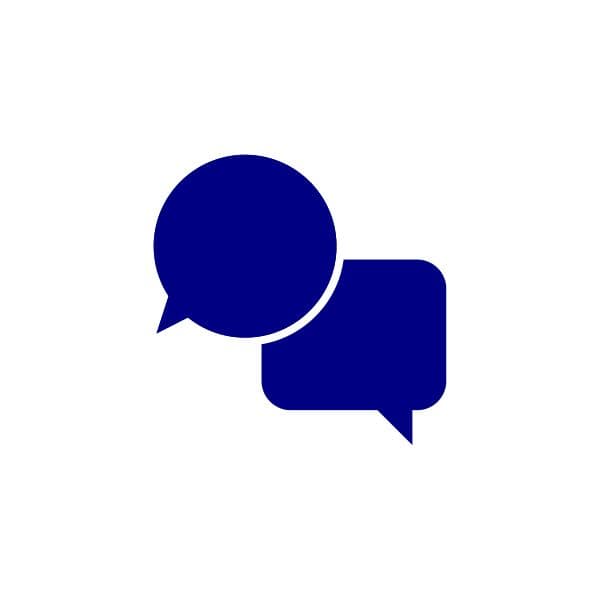 An icon of two speech bubbles, indicating a conversation.