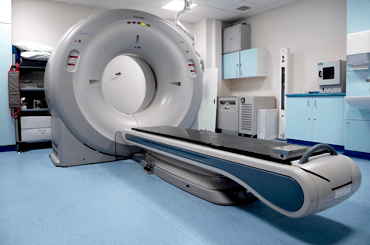Photograph of a CT scanner.