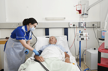 Photograph showing a stem cell transplant.