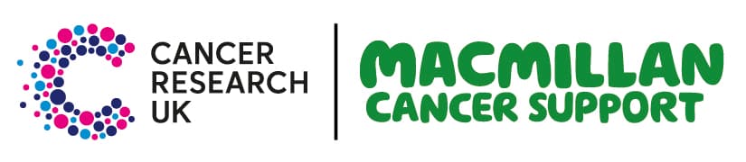 Logos of Cancer Research UK and Macmillan Cancer Support.