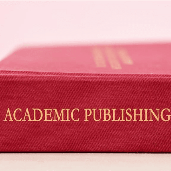 Red book with the text Academic Publishing in gold on the binder.