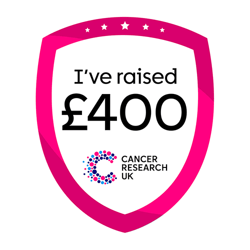 I've raised £400 pink shield badge.
