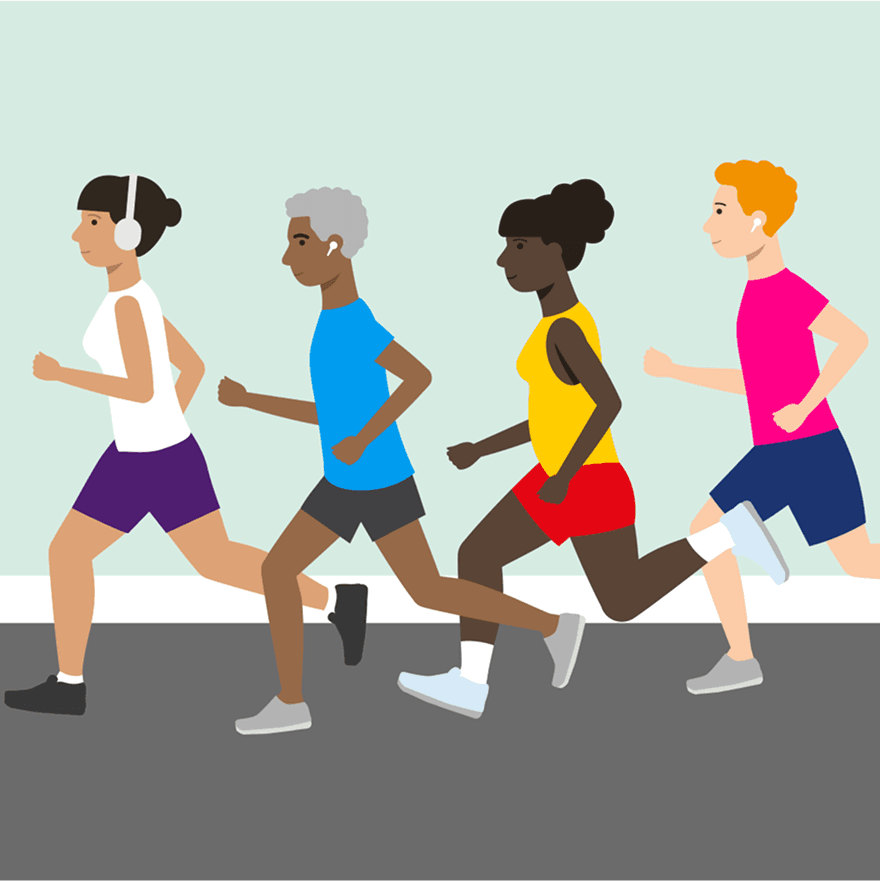 Illustration of a group of runners.