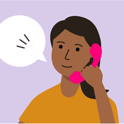 An illustration of a person talking on the phone.