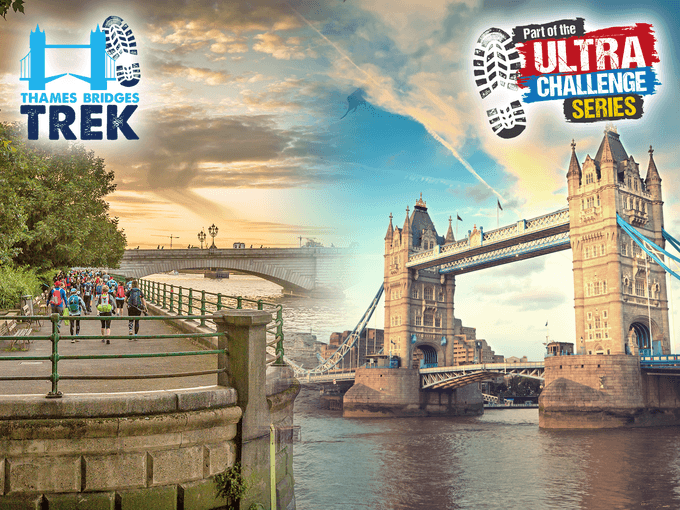 Thames bridge; with Part of the Ultra challenge series sing on top right.