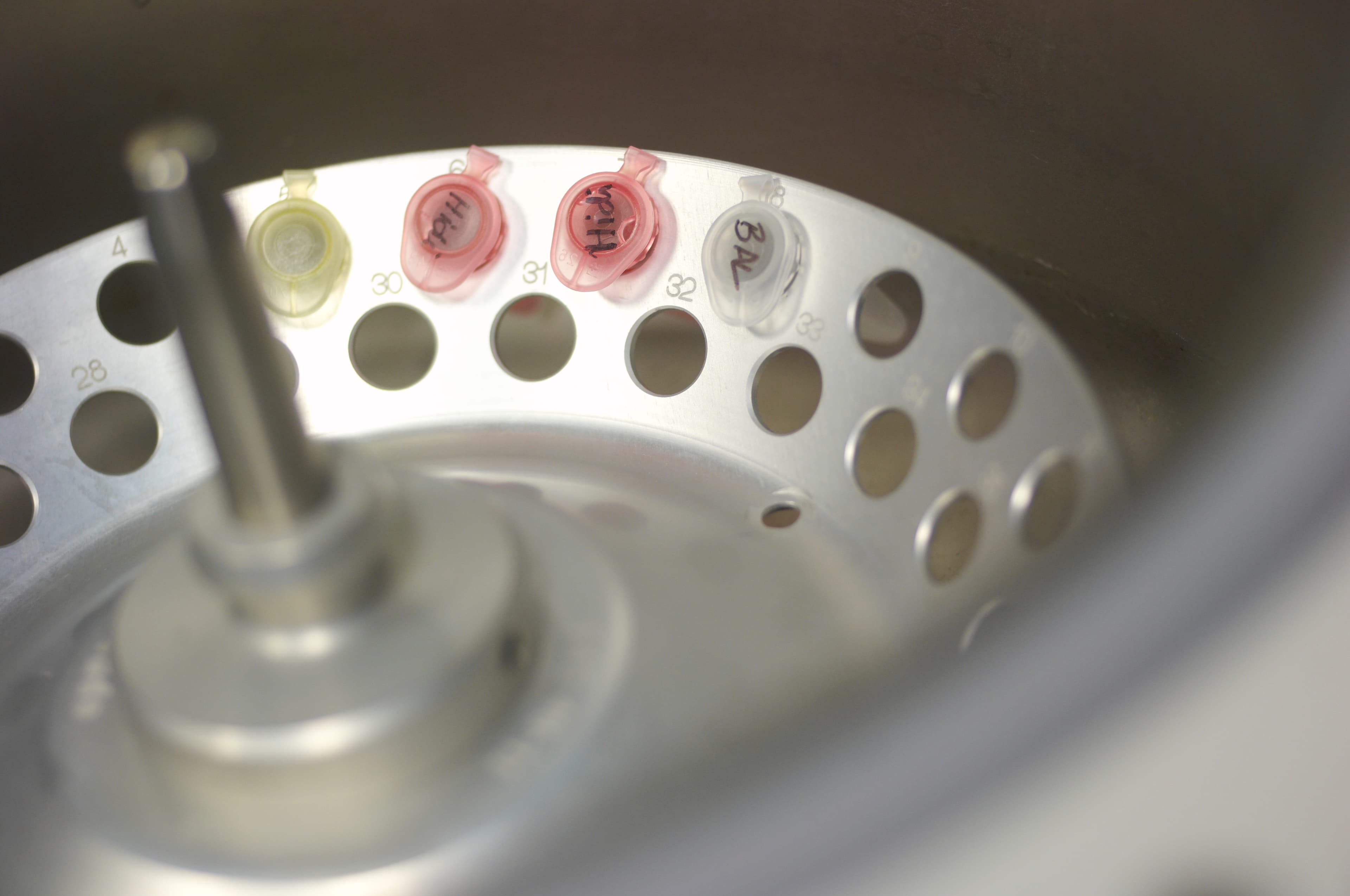 Inside of a centrifuge.