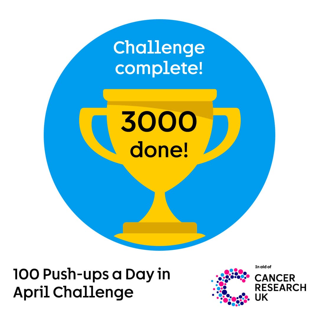 100 Push Ups a day in April 2026 challenge complete badge.