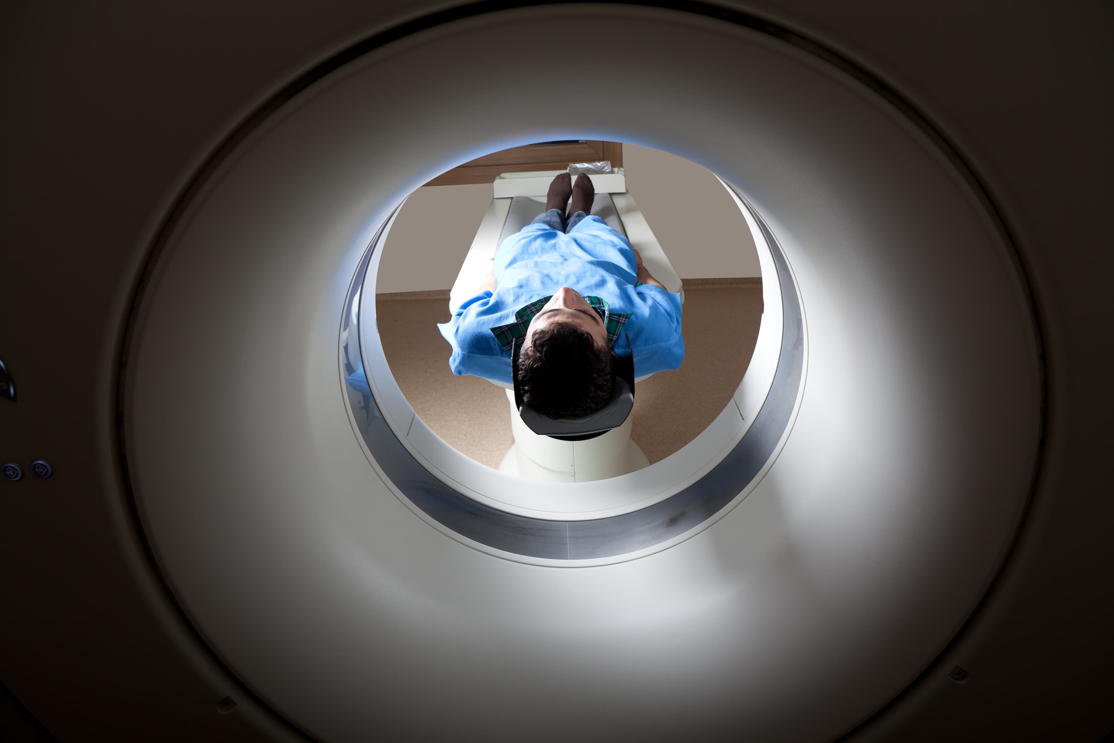 A photo of a person having a scan.