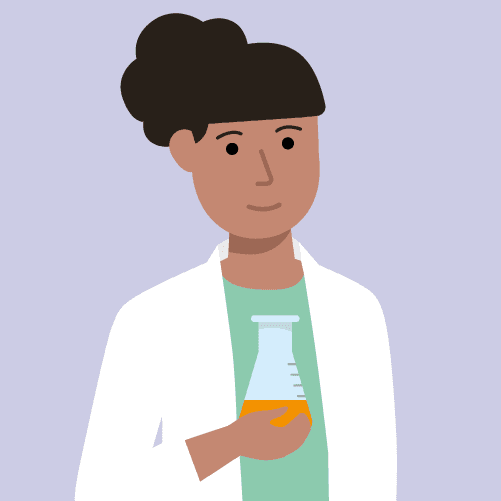 CRUK illustration of researcher holding a beaker.