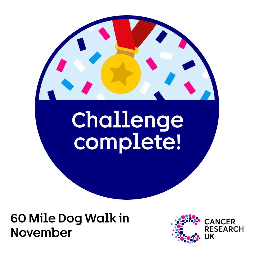 An illustration of a gold medal on a red strap with confetti and the words 'Challenge Complete!'.