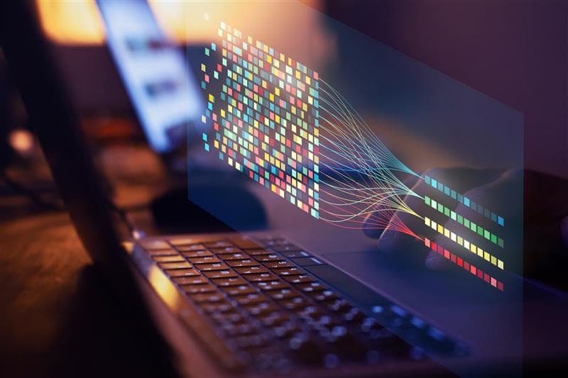 A screen showing data points.