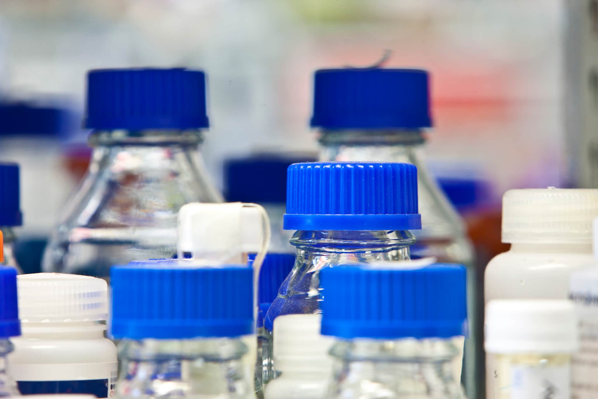 Bottles in a lab.