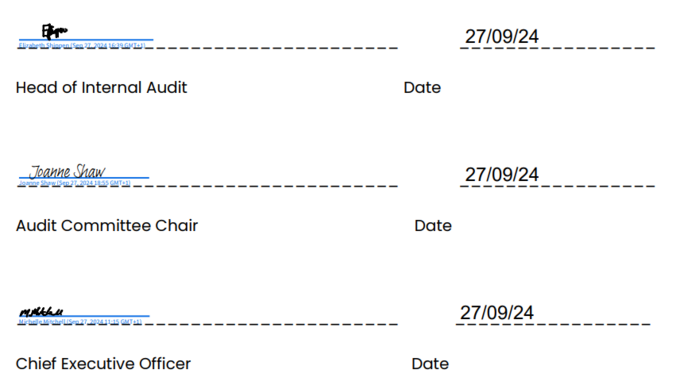 internal audit signatures